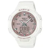 在飛比找蝦皮商城優惠-【CASIO】BABY-G 時尚運動計步雙顯藍芽錶-白X玫瑰