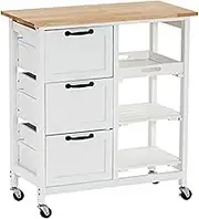 Trolley on Wheels Rolling Kitchen Storage Cart with 3 Drawers 3 Tier Holders Serving Bar Cart Coffee Bar Small Kitchen Microwave Trolley