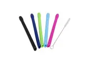 APPETITO SET 5 SILICONE COCKTAIL STRAWS + CLEANING BRUSH