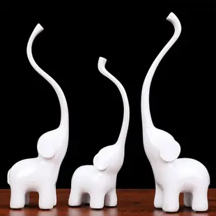 北歐創意簡約現代長鼻子大象三口之家客廳書桌辦公室擺件商務禮品