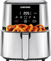 [Chefman] TurboFry Touch Air Fryer, XL 7.5 Litre Family Size, 1800W Power, 4 Presets, Uses No Oil, Nonstick Dishwasher-Safe Parts, Automatic Shutoff, Stainless Steel