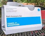 New Room Essentials - 3pc Gray Bath Bundle Set: Soap Tray & Pump & Canister