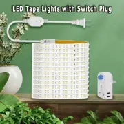 Uniform Illumination LED Tape Light Strip w/ Switch Plug Pure White 6000K-6500K