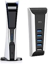 TNP USB Hub for PS5 Console - High-Speed USB Port Extender for PS5 Accessories with 4x USB 2.0, 1x USB 3.1 & 1x Charging Port, USB Expansion Adapter for Playstation Console UHD & Digital Edition