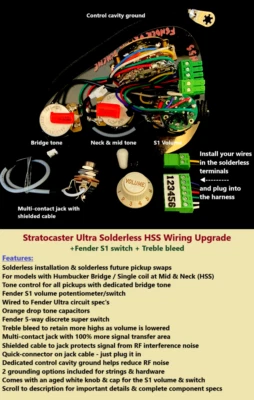 Stratocaster Ultra Solderless HSS Wiring Upgrade - Fender spec's
