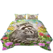 Cute Wildlife Animal Art Adorable Raccoons Coverlet