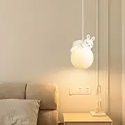 TONFON Minimalist Style Chandelier Retro White Resin Pendant Light Creative Bear/Rabbit Hanging Light for Kitchen Island Living Room Bedroom Bedside Dining Room Hallway Ceiling Light Fixture(A)