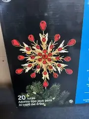 RARE NEW GE Holiday Lighted Christmas Tree Star Top TOPPER RED Jewel Gold Wire