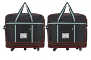 2Pcs Extra Large Foldable Travel Bag Expandable Rolling Duffle Bag With Wheels-Black