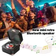 New Mini Retro Bluetooth Speaker Portable Record Player Shape Home Stereo M9L4