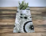 Taupe Beige Ivory Table Runner Floral Table Centerpiece Home Decor Dining Linens