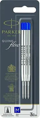 Parker Quinkflow Ballpoint Pen Blue Refill - Medium Tip - Pack of 3