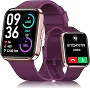 Smart Watch for Women Men, Smart Watch (Answer/Make Call),1.8" Full Touch Alexa Built-in Fitness Watch with Sleep/Stress Monitor, IP68 Waterproof Smartwatch for Android iOS (Purple)