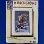 Dimensions Stamped Cross Stitch Kit Rooftop Santa Christmas