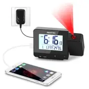 Digital Projection Alarm Clock for Bedrooms with Indoor Thermometer Hygromete...