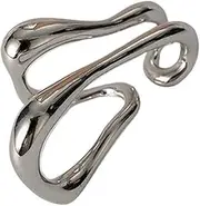 [EIYIELX] Vintage Double Layer Ear Cuff Ear Clip for Women No Pierced Geometric Lines Earrings Wrap Earcuff Clips(Silver)