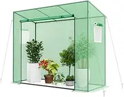 Walk-in Greenhouse, Outdoor Gardening Canopy w/ PE Cover, Zippered Door & 2 Mesh Windows, Portable Mini Garden Hot House w/ Heavy-Duty Metal Frame for Outside, 200 x 77 x 169 cm