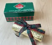 New! Set of 4 Tree Embossed Vintage Scottish Plaid Solid Brass Napkin Rings