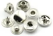 60 Sets 10mm Metal Snap Fasteners Press Stud Rounded Sewing Rivet Buttons Clothing Leather Craft DIY Poppers Silver