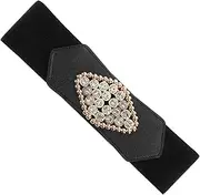 [FRCOLOR] Wide Elastic Belt for Women Stretchy Decorative Waistband with Rhinestone Accent Versatile Fashion Belt for Dresses and Coats Figure Flattering Design for Any Occasion