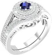 [Belinda Jewelz] Womens Platinum Silver Gemstone Cubic Zirconia Engagement Ring