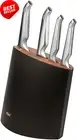 Pro Angular Knife Block Set 5 Pc, Stylish Black Knife Block with Four Premium Kn