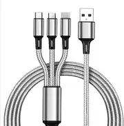 1.2M Multi Charging Cable 3 in 1 USB Cable Fast Charging Cord with Type-C, Micro USB and IP Port for Cell Phones and More