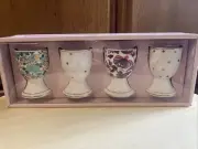 Egg Cups Grace's Teaware Flowers Dot Gold Accents Porcelain Holders NIB Set Of 4