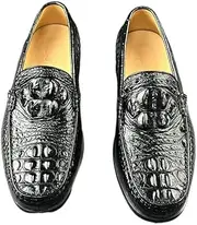 [Generic] Authentic Real Crocodile Skin Classic Black Men Business Casual Dress Loafers Genuine Alligator Leather Male Slip-on Boat Shoes