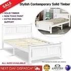 Wooden Pine Bed Frame With Headboard Slats Base Kids Adult Queen Single Double