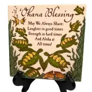 New, Great Gift Handcrafted Ohana Blessing Ceramic Tile Trivet Made in Kauai, HI