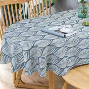 Blue Modern Geometric Oval Tablecloth Blue Oval Tablecloth Print Tablecloth Fabr