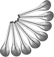 HOLIDYOYO 8pc Stainless Steel Fish Roe Colander Slotted Serving Spoon Set for Catering and Home Use