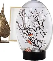 Fish Bowls for Centerpieces,Small Betta Tank with LED Light | Funny Table Centerpiece, Portable Fan Branch Tree Ornament for Home, Studio, Hotel