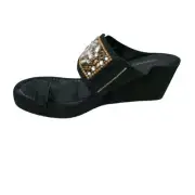 Donald Pliner Black Metallic Leather Beaded Flexible Sole Peace Shoe $295 NIB