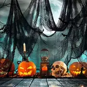 Halloween Creepy Cloth Outdoor Decorations Spiders Webs, Black Spooky Cheesecloth Fabric Scary Gauze for Halloween Drapes Yard Patio Party Stair Haunted Houses