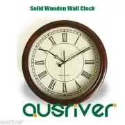 New Classic Retro Roman Numeral Solid Wooden Wall Clock Silent Sweep Home Decor