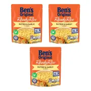 BEN'S ORIGINAL Ready Rice Pouch Rice Butter Garlic Flavor, 8.8 oz. (3 Pack)