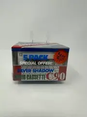5 Pack Silver Shadow C90 Hi-Output Cassette Tapes - Factory Sealed