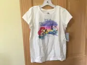 NWT Disney Store Ariel Flounder T Shirt Girls 10/12 White
