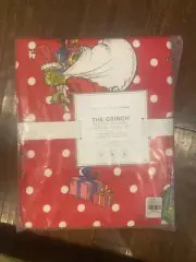 Pottery Barn The Grinch Festive Organic Flannel Sheet Set XL Twin Red