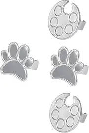 Gogogmee 4pcs Ring Palettes Finger Paint Palettes Nail Art Tools Salon Supplies (Silver)