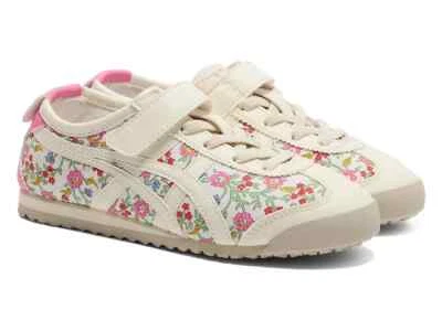 Onitsuka Tiger MEXICO 66 Kid's WHITE / CREAM Floral Shoes Sneakers Japan New