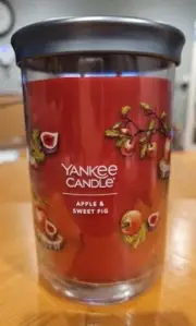 Yankee Candle Lrg Signature Jar Apple & Sweet Fig 20oz 2 Wick Candle Metal Lid