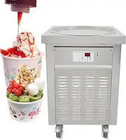 Kolice Commercial 50cm (20 inches) single round ice pan machine fried ice cream machine snack food street food machine roll ice cream machine fry ice cream roll machine thai fry ice cream roll machine
