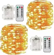 Led String Lights Battery Powered, Proxima Direct 33 Ft/10M Waterproof Fairy Lights 100 LED Christmas Light with 8 Modes for DIY Christmas Wedding Bedroom Tree Decoration (Warm White, Pack, 2)