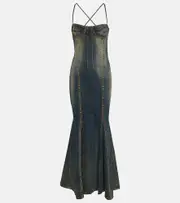 [Blumarine] Blumarine Embellished denim gown AU 6 brown