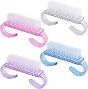4pcs Handle Grip Nail Brush,Fingernail Brush Cleaner, Pedicure Scrubbing tool Kit For Toe Shower and Men Women