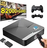 Retro Game Console Super Console X2 with 82,000+Games,Video Game Console with EmuElec 4.5&Android TV 9.0 System,Plug&Play 4K HD Emulator Console Compatible with PSP/PS1/DC/SEGA/NAOMI,2.4+5G,BT 5.0 (64GB)