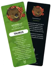 Auz Astrology – The Australian Animal Zodiac BOOKMARKS - TAURUS (WOMBAT) 2022